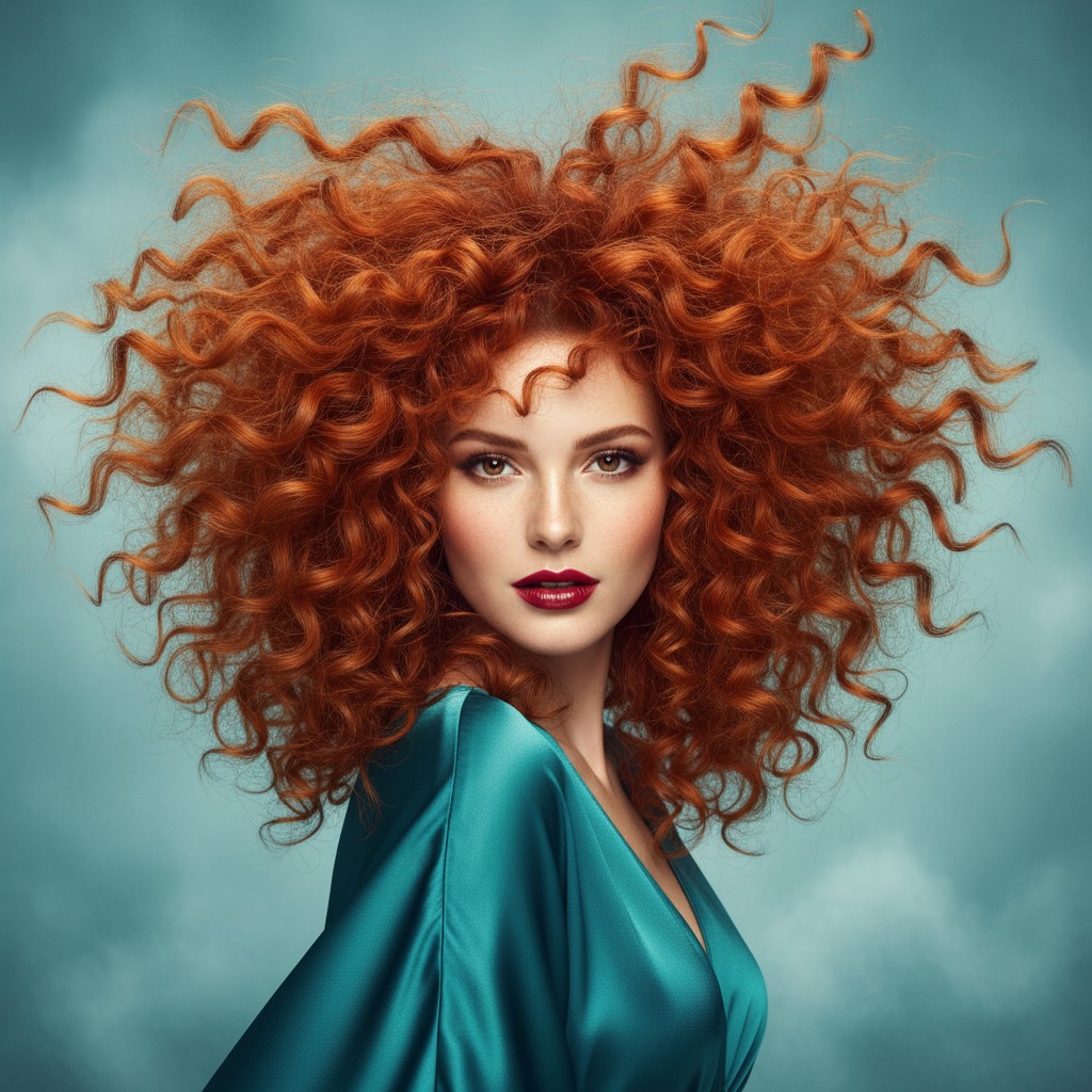 Dramatic redhead curls